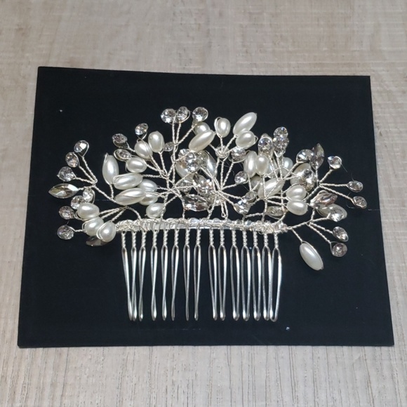 His & Hers Accessories - Pearl and Crystal Bridal Hair Comb